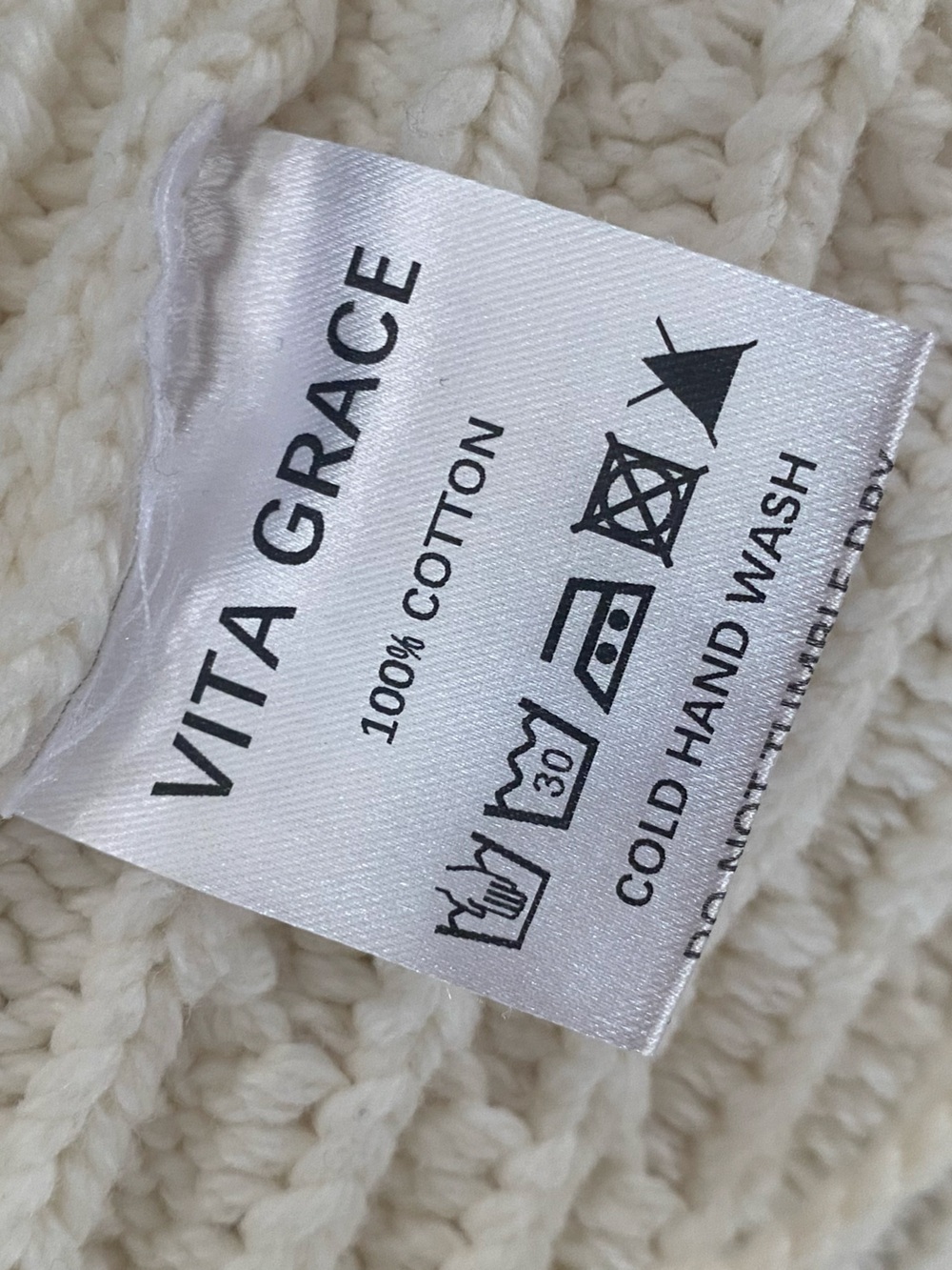 Vita Grace Ivory Bobble Knit Cardigan Balloon Sleeve Tie Waist Cotton M - Picture 10 of 16